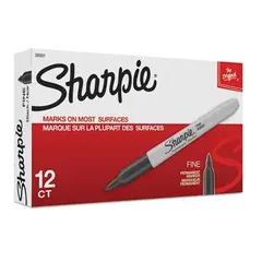 30001 SHARPIE FINE TIP MARKER BLACK 12/BOX