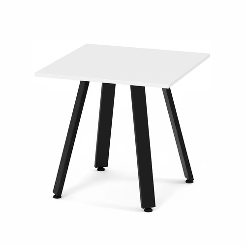 Signature Square Meeting Table 30" - White with Black Metal Legs