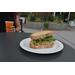 Cambro 55CWNR Narrow Rim 5 1/2 In Plate In Use