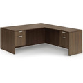 Classic L-Shape Desk 83" X 71" with 2 Box/File Pedestals - Modern Walnut