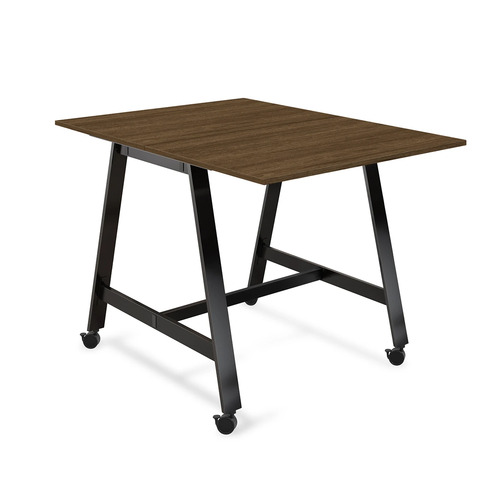 Signature Bistro Benching Table 60" x 48" - Modern Walnut with Black Legs