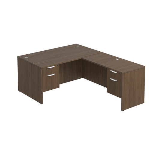 Classic L-Shape Desk 77" x 60" with 2 Box/File Pedestals - Modern Walnut
