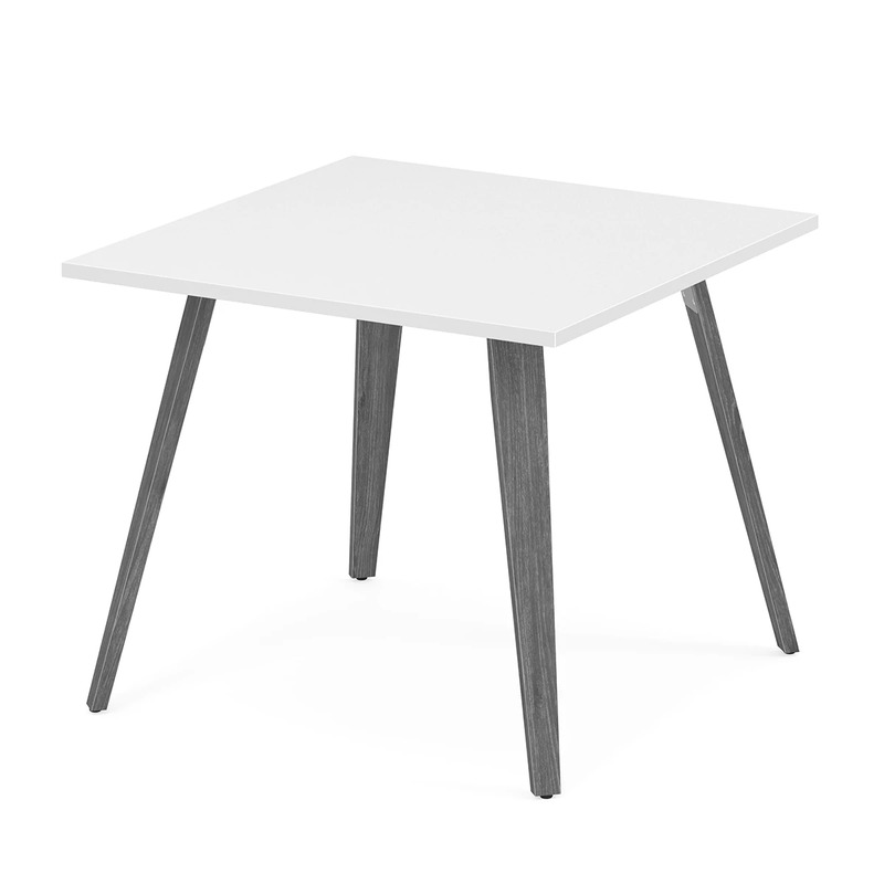 Signature Square Meeting Table 36" - White with Newport Grey Wood Legs