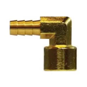 90-deg Elbow, 1/4-in Hose Barb x 1/8-in Female NPTF, Brass