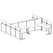 WEBBTYP48 - Multi-height 4-person, L-shape Height Adjustable Cubicle Station