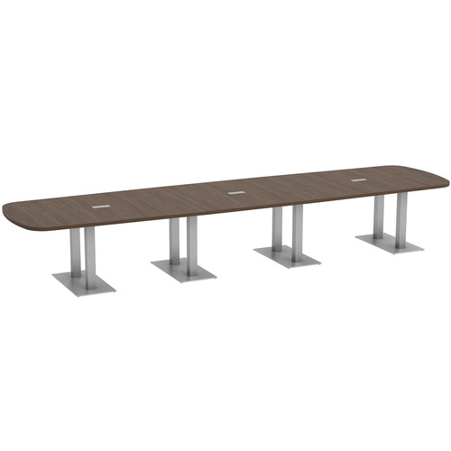 Arena Conference Table 16 Ft with Palmer Brushed Double Base - Modern Walnut