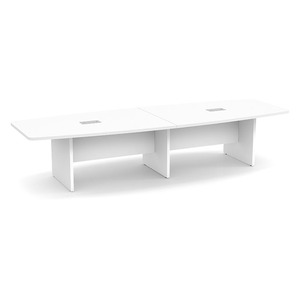 12ft Boat Shape, slab base Conference Table: WHITE 