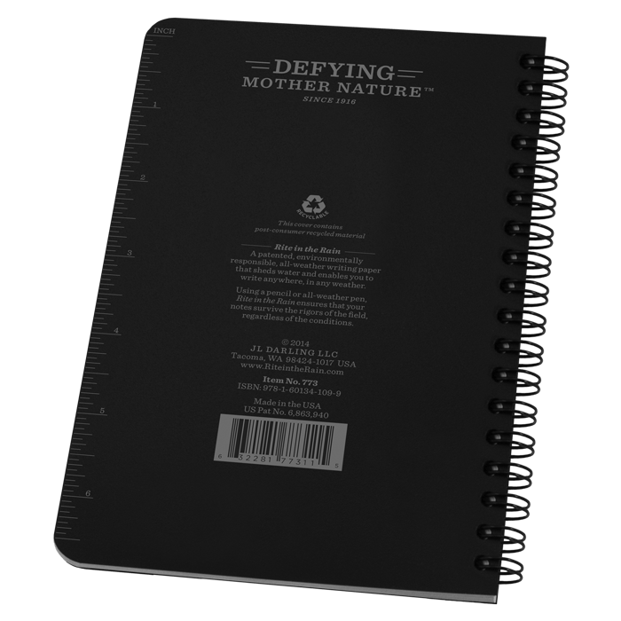 Rite in the Rain 773 SideSpiral Black Notebook Universal Polydura 4