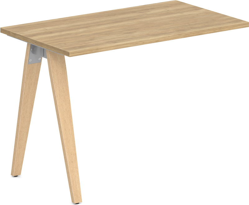 Signature Desk Return 24" x 42" - Aspen with Natural Oak Legs and Silver Hardware