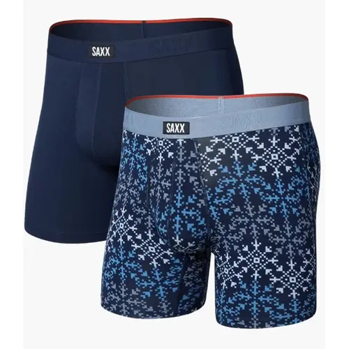 Saxx PP2VX - Vibe Xtra Soft Comfort (2 Pack) -  Snowflake Chevron and Blue