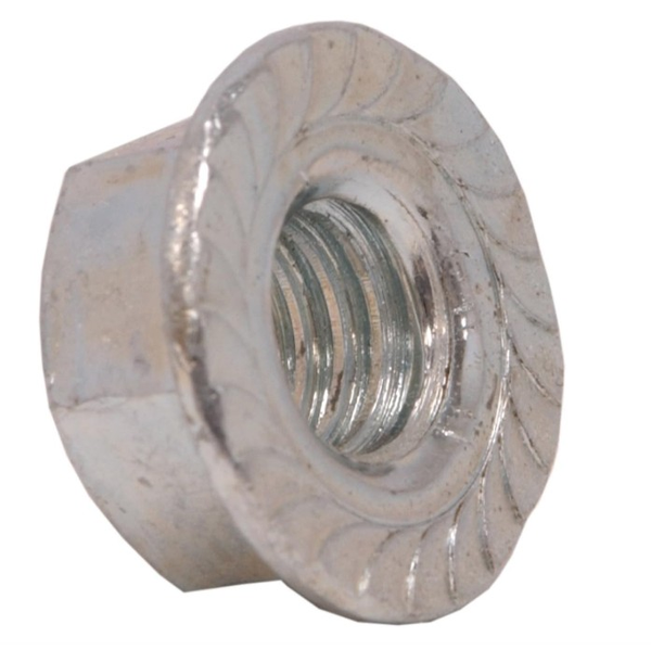 3/8" - 16 SERRATED FLANGE NUT (WHIZ) SAE J995 GR 5 TRIVALENT ZINC CLEAR