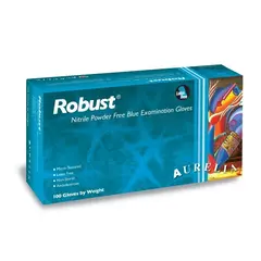 93896  NITRILE EXAM GLOVE, SMALL, 4.5 MIL, BLUE, ROBUST, POWDER FREE, 100/BX 10 BX/CS
