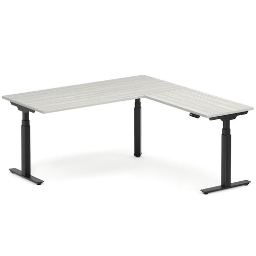 Enhance Electric Height-Adjustable L-Shape Desk 72" X 72" - Silver Birch with Black Base