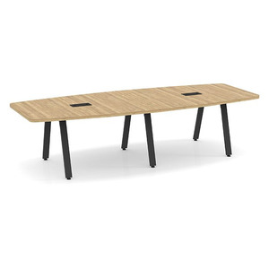 10ft Boat Shape, Signature Conference Table: Black Metal Base, Aspen Top