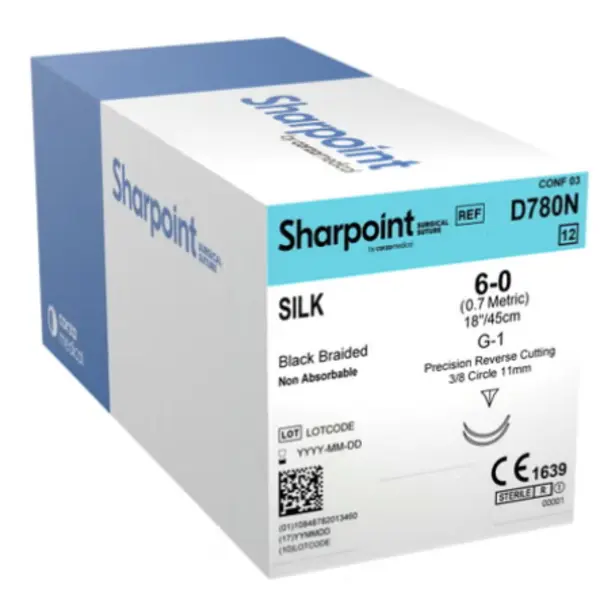 Suture 6-0 Silk 18" 3/8 D/A   11mm Prec RevseCutting D780N 12/BX