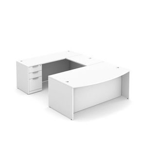 CLAUD1002 Executive Bowfront 71" X 112" Desk- White