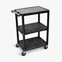 LUXOR STC222-B Flat-Shelf Cart - Three Shelves