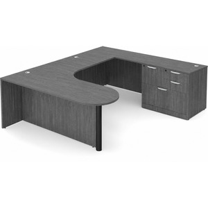 CLAUD1007R Executive Bullet U-Shape Typical 71" X 101" Desk- Coastal Grey/Black