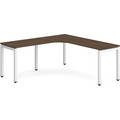Elements Radius Desk 72" x 72" with Left Return - Modern Walnut with White Legs