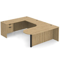 Classic U-Shape Bullet Executive Workstation 101" x 71" Left Hand with Box/File Pedestal - Aspen with Black Post Finish