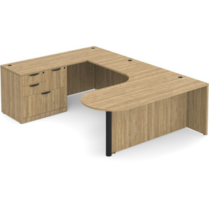 CLAUD1007L Executive Bullet U-Shape Typical 71" X 101" Desk- Aspen/Black