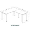 Elements L-Shape Desk 66" x 60" x 24"D - Aspen with Silver Legs