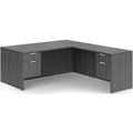 Classic L-Shape Desk 72" x 71" with 2 Box/File Pedestals - Newport Grey