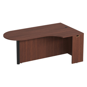PL133R CORNER EXT. BULLET DESK w/POST - RIGHT- Cherry & Black
