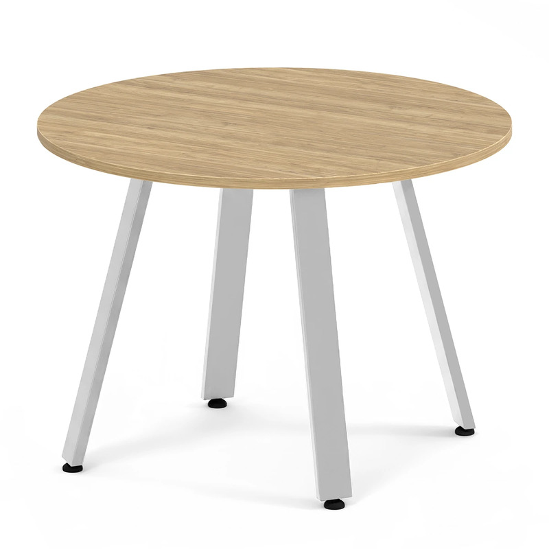 Signature Round Meeting Table 42" - Aspen with Silver Metal Legs