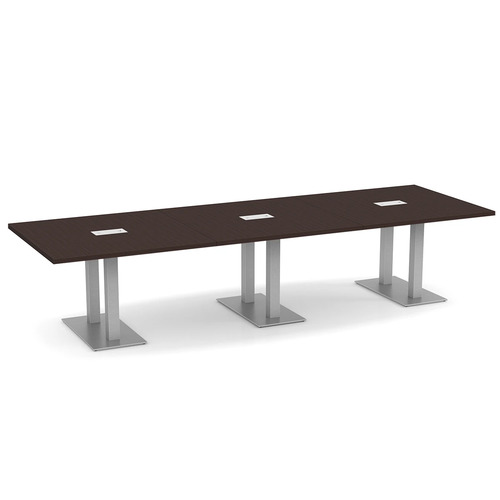 Classic Conference Table 12 Ft with Palmer Brushed Double Base - Espresso