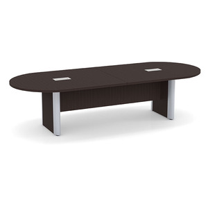 10ft Racetrack, accent base Conference Table: ESPRESSO w/SILVER CLPRT3137NESPESPSIL