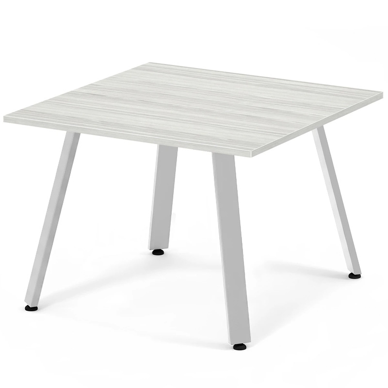 Signature Square Meeting Table 42" - Silver Birch with Silver Metal Legs