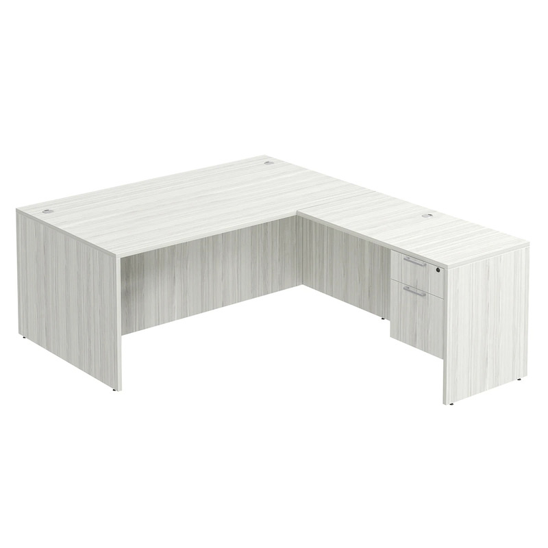 Classic L-Shape Desk 83" X 71" with Box/File Pedestal - Silver Birch