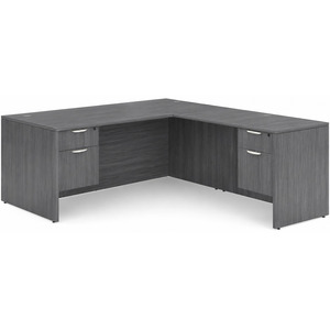 CLALD2043- Classic L-Shape Desk 71" W x 30" D with 42" Return and 2 Box/File Pedestals- Coastal Gray