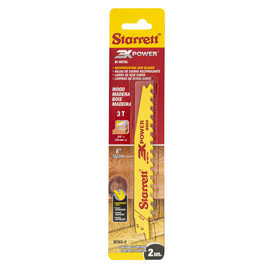 STARRETT BT63-2 Wood Cut 6'' x 3/4 x .050 x 3T, 3X POWER, 2 Pack