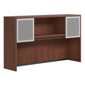 CLAHU3002- Hutch with 2 Silver Frame Glass Doors- Cherry/Silver Glass