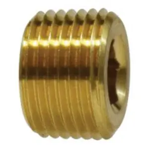 Countersunk Hex Plug, 1/16-in FNPT, 0.3 in, Brass