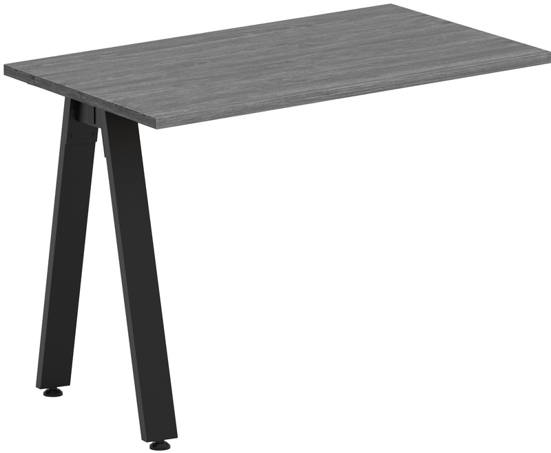 Signature Desk Return 24" x 48" - Newport Grey with Black Metal Legs