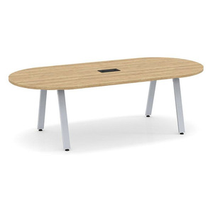 SIGRT3136N-METAL - 8 ft. Signature Racetrack Conference Table with Silver Metal VA Legs