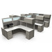 WEBBTYP40- 67"H Six Person Partial Glass Panel Workstation with Storage