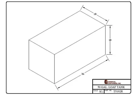 50 Gallon Polyethylene Rectangular Tank, 36" x 18" x 18"