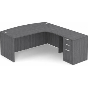 CLALD1008R- Right-Handed Bowfront L-Desk 71" W x 36" D with 47" Return and Box/Box/File Pedestal- Coastal Gray