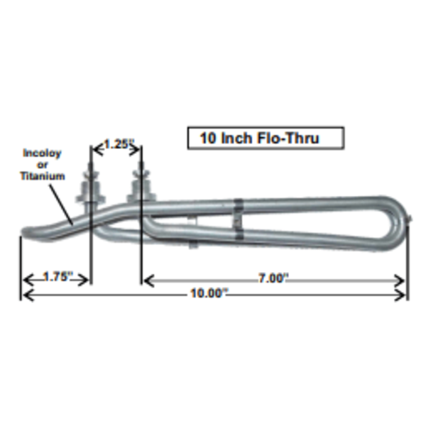 10" 1.3kW Flo-Thru Heater Element 12-0107-K