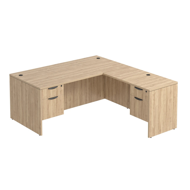 Classic L-Shape Desk 72" x 71" with 2 Box/File Pedestals - Aspen