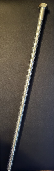 3/4 - 6 x 21 7/8” ACME THREADED HEX BOLT ASTM A193 B7 STEEL TRIVALENT ZINC CLEAR