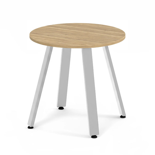 Signature Round Meeting Table 30" - Aspen with Silver Metal Legs