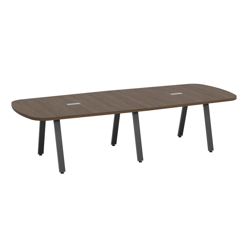 Signature Arena Conference Table 10 Foot - Modern Walnut with Black Metal Legs