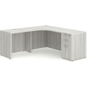 CLALD1005R- Right-Handed Classic L-Shape Workstation 66" W x 24" D with 42" Return and Box/Box/File Pedestal- Silver Birch