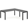 Elements L-Shape Desk 78" x 72" x 36"D - Newport Grey with Black Legs