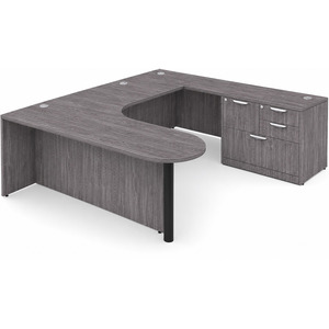 CLAUD1007R Executive Bullet U-Shape Typical 71" X 101" Desk- Newport Grey/Black